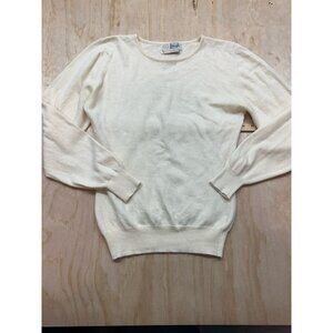 Vintage Women's Pringle of Scotland 100% Pure Cashmere Ivory Sweater Sz S Scoop